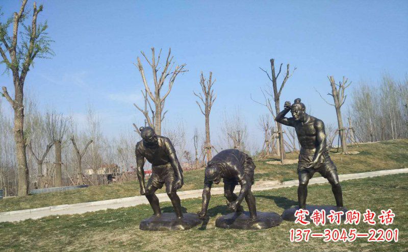 拔草人物公園景觀銅雕