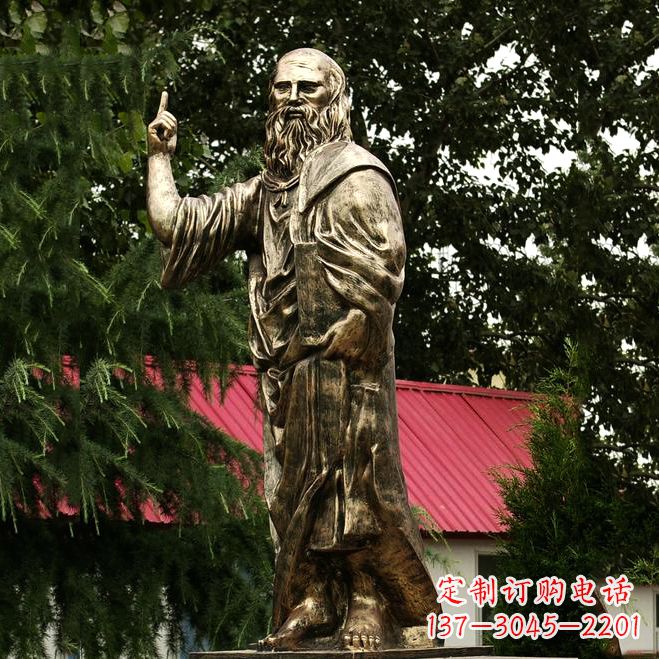柏拉圖玻璃鋼仿銅雕像-世界名人古希臘著名哲學家雕塑