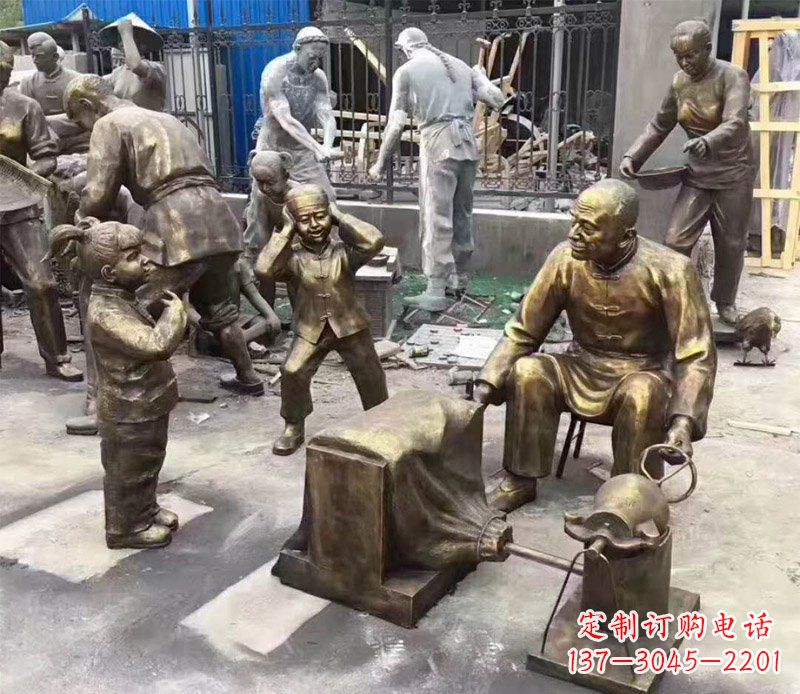 爆米花街邊人物銅雕