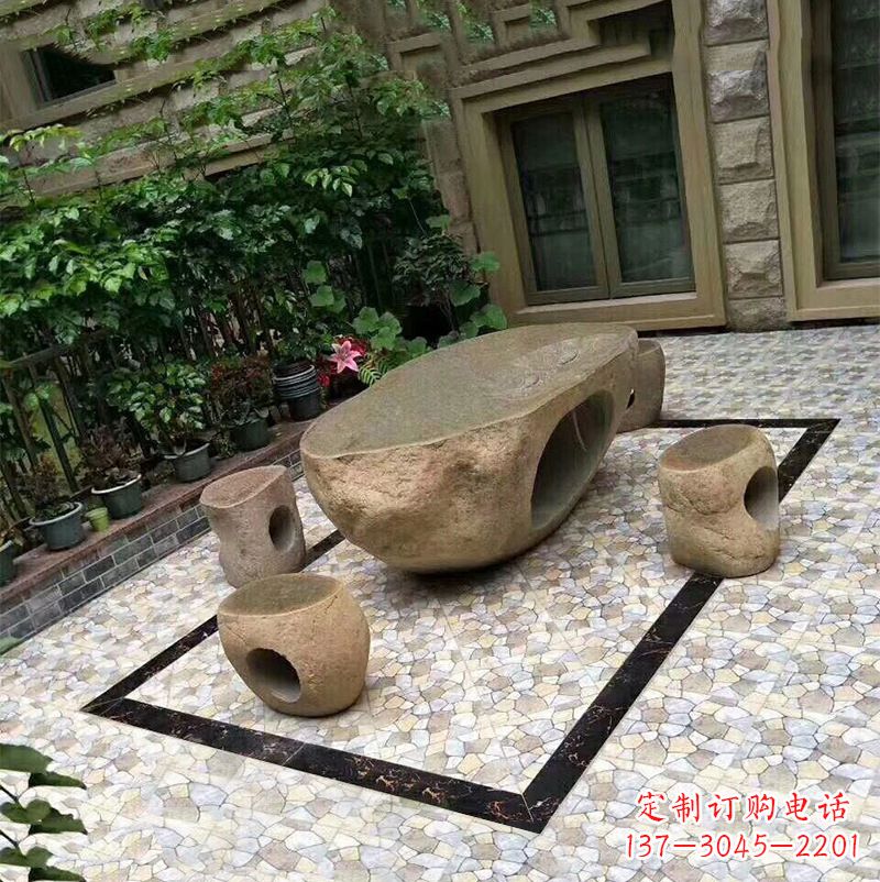 別墅庭院創意異形石桌凳