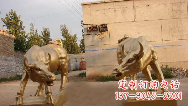 玻璃鋼仿銅牛街邊景觀雕塑
