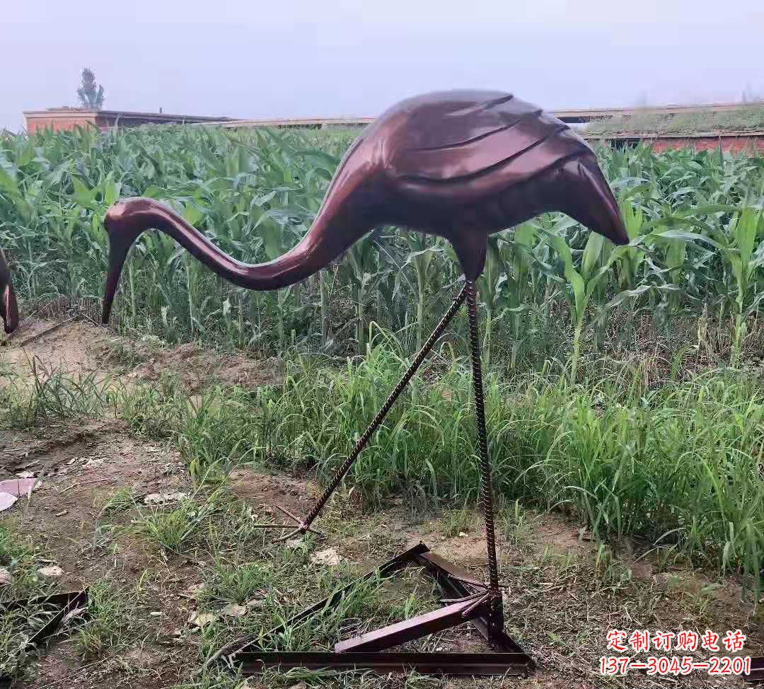玻璃鋼仿銅仙鶴雕塑公園園林景觀擺件