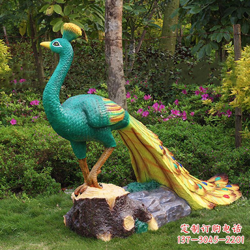 玻璃鋼仿真孔雀公園草坪仿真動物雕塑擺件