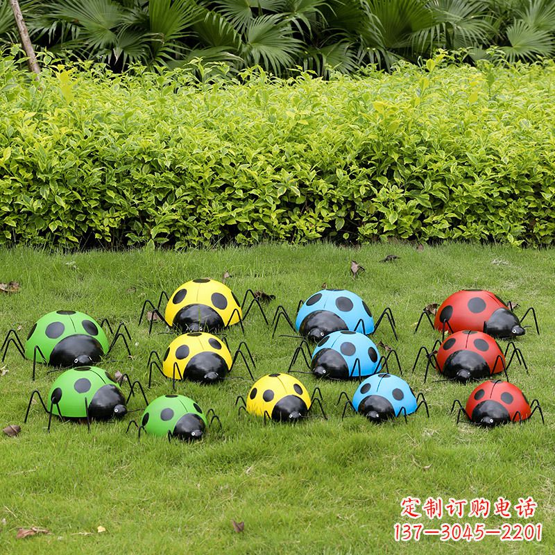 玻璃鋼卡通七星瓢蟲-公園草坪草叢動物雕塑擺件