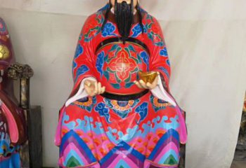 玻璃鋼彩繪文財神神像雕塑