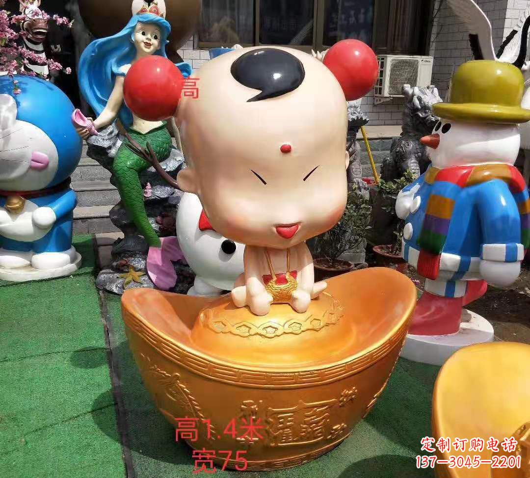玻璃鋼元寶娃娃雕塑招財進寶 玻璃鋼元寶娃娃雕塑招財進寶