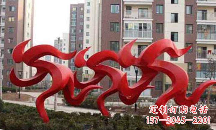 不銹鋼奔跑抽象人物小區景觀雕塑