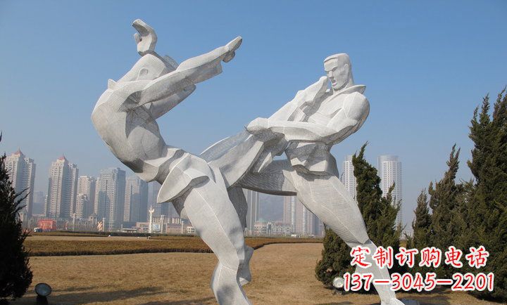 不銹鋼比武人物廣場雕塑