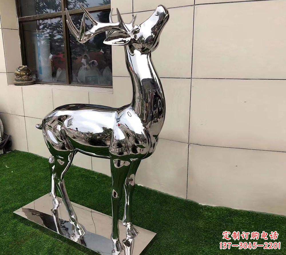 不銹鋼別墅鏡面小鹿雕塑 不銹鋼別墅鏡面小鹿雕塑