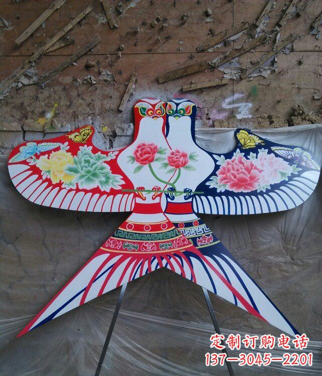 不銹鋼彩繪仿真風箏雕塑