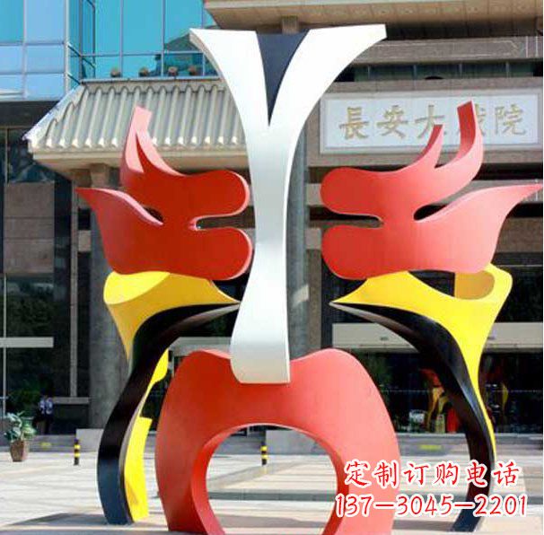不銹鋼彩色抽象臉譜雕塑