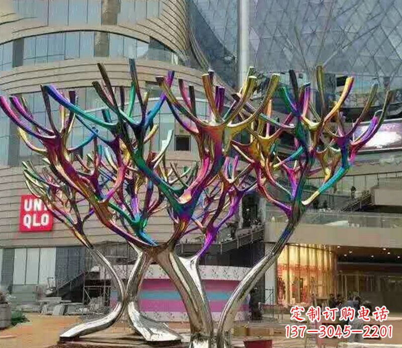 不銹鋼彩色景觀樹雕塑