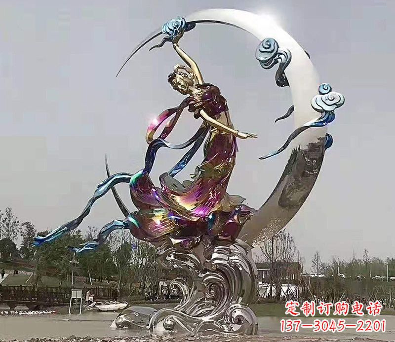 不銹鋼嫦娥奔月雕塑