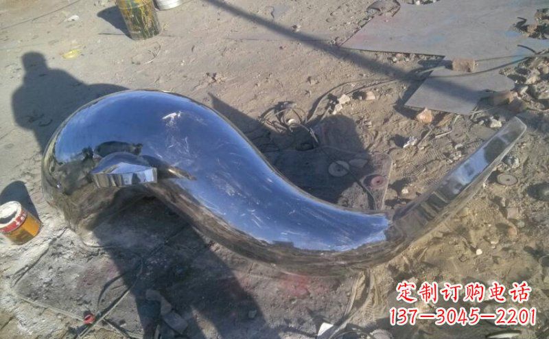 不銹鋼抽象海豚動(dòng)物雕塑 (2)