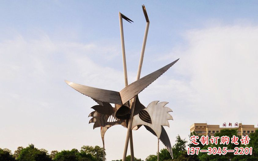 不銹鋼抽象鴕鳥廣場雕塑