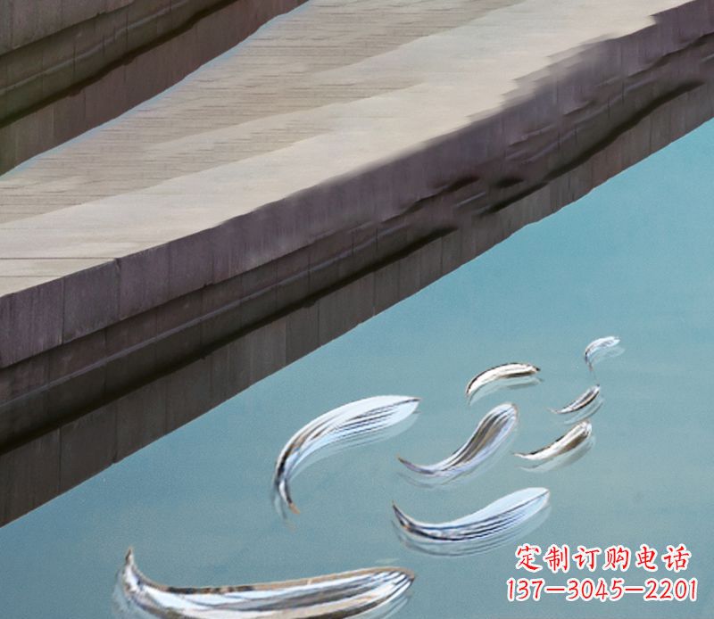 不銹鋼抽象魚群雕塑