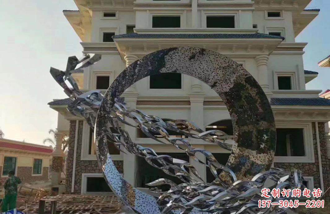 不銹鋼抽象魚群雕塑1