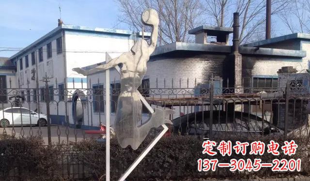不銹鋼抽象運動打籃球雕塑