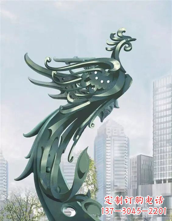不銹鋼大型鳳凰雕塑美麗而神秘 不銹鋼大型鳳凰雕塑美麗而神秘