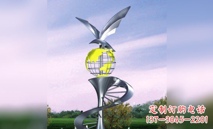 雄鷹展翅，不銹鋼雕塑飛翔