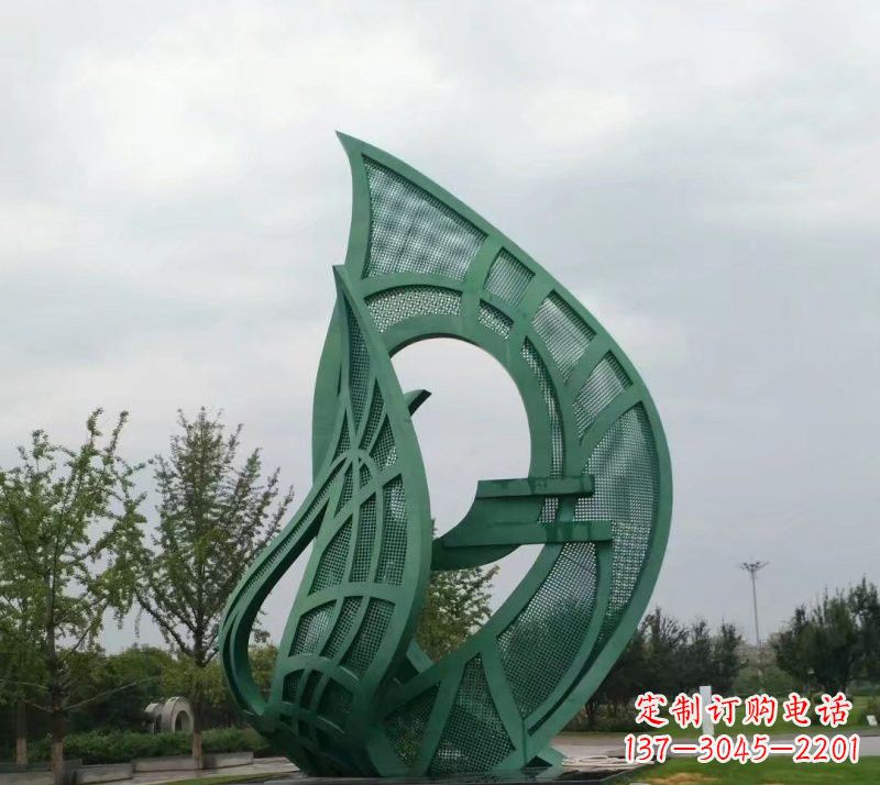 不銹鋼公園大型鏤空樹(shù)葉雕塑