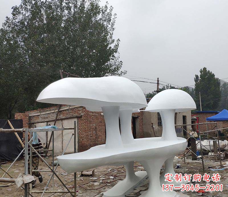 不銹鋼公園蘑菇云朵雕塑