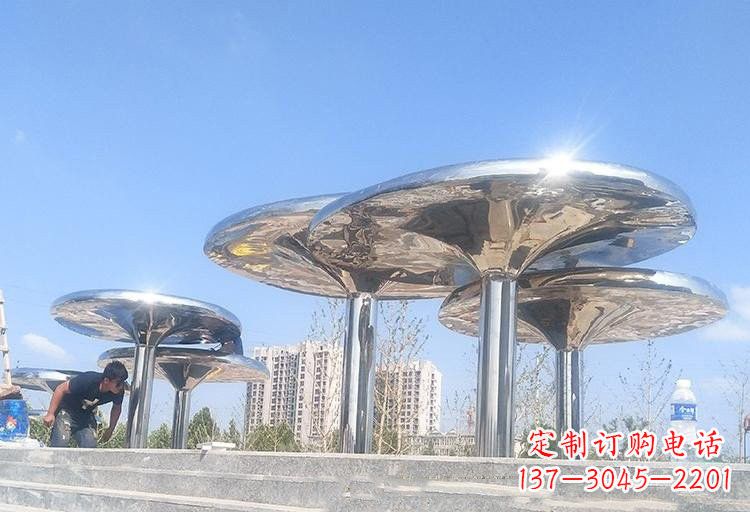 不銹鋼廣場蘑菇涼亭雕塑