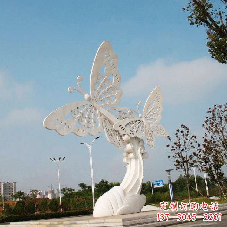 不銹鋼蝴蝶景觀雕塑，公園園林廣場動物景觀標識