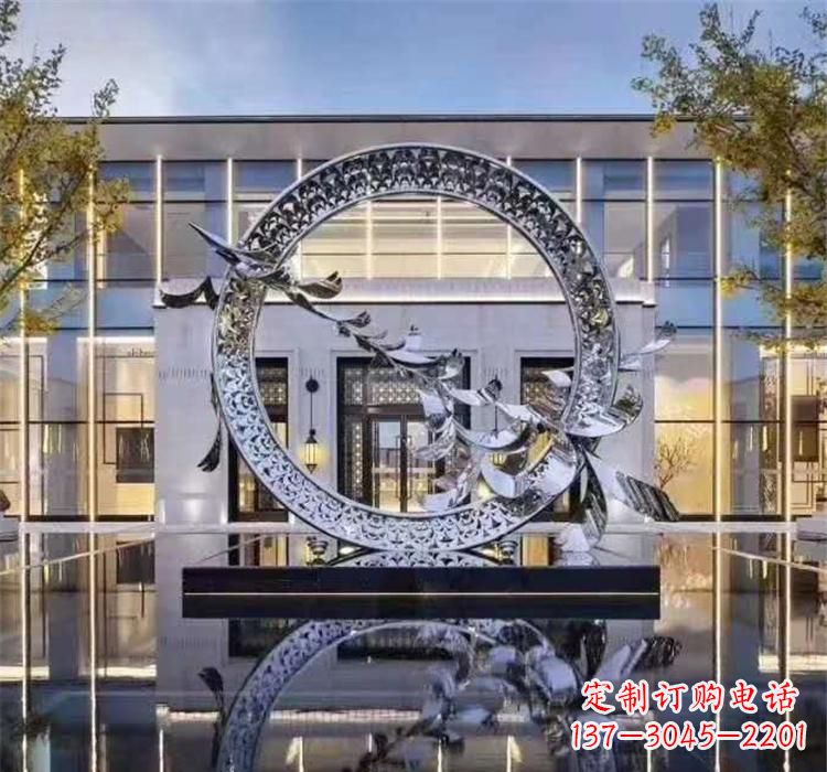 大雁飛翔，不銹鋼戶外雕塑雍容陳列