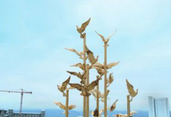 不銹鋼飛翔的鴿子雕塑傳遞自由、和平的美好祝愿