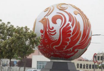 不銹鋼鳳凰浮雕圓球雕塑精美雕塑把藝術帶到生活中