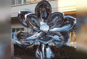 不銹鋼廣場鏡面蓮花雕塑精美外形，傳承佛教文化