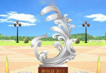 不銹鋼廣場上的龍雕塑