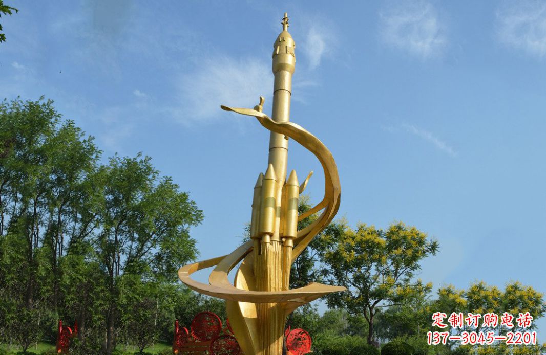 火箭飛向藍天不銹鋼火箭廣場景觀雕塑
