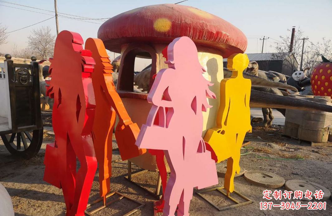 不銹鋼剪影人物雕塑戶外擺件 