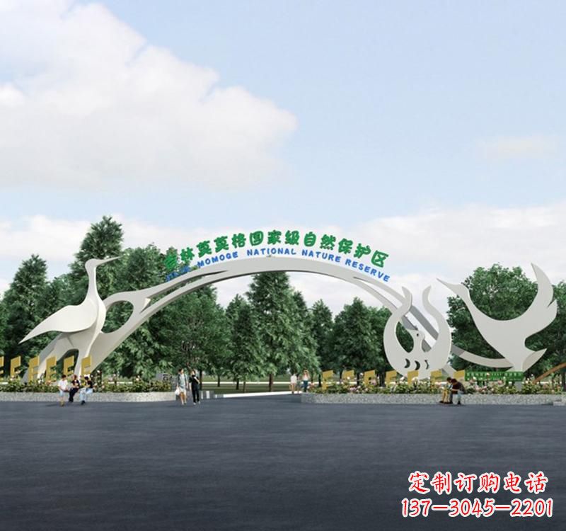 不銹鋼景區拱門雕塑精美絕倫