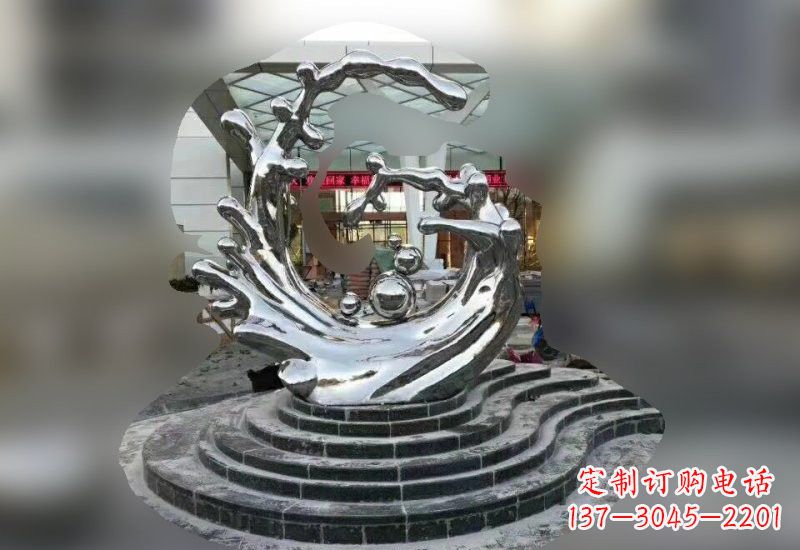 不銹鋼鏡面抽象水花雕塑
