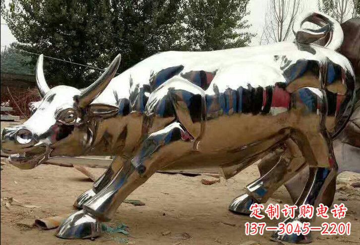 不銹鋼鏡面華爾街牛雕塑