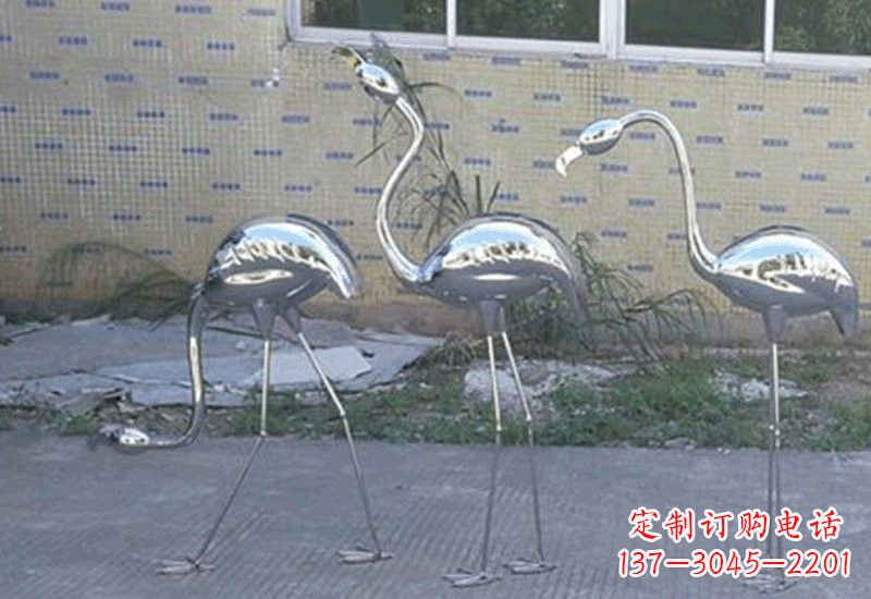 不銹鋼鏡面火烈鳥雕塑