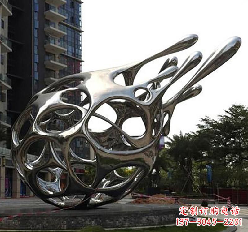 不銹鋼鏡面火龍果雕塑