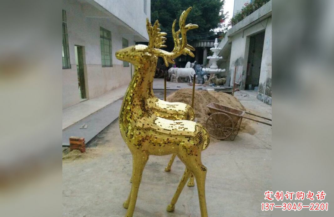 不銹鋼鹿公園動物雕塑