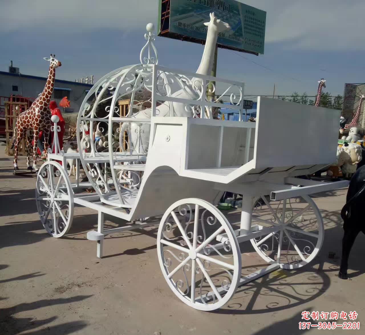 不銹鋼歐式馬車雕塑精美的藝術品
