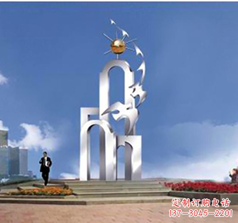 不銹鋼企業騰飛標志雕塑