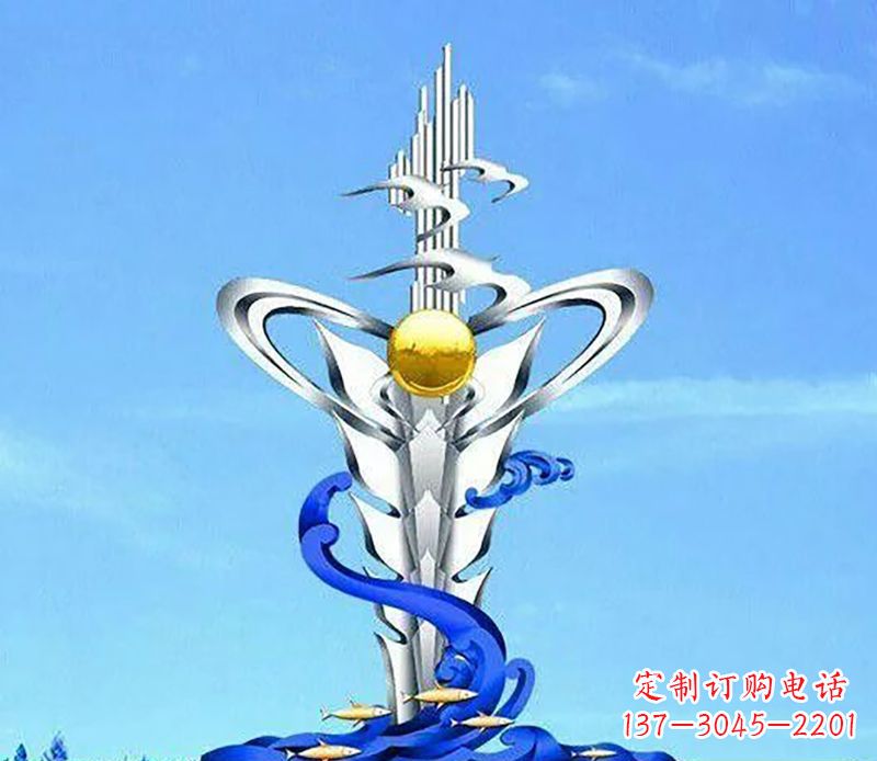 不銹鋼三江明珠雕塑