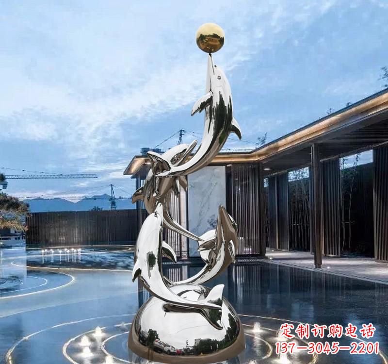 海豚的優雅身姿——不銹鋼水景雕塑
