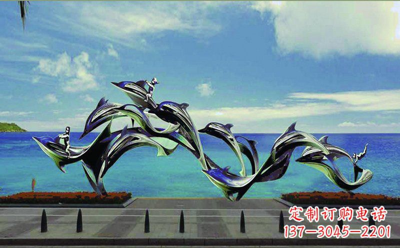 不銹鋼海豚廣場(chǎng)雕塑——精致而又活潑