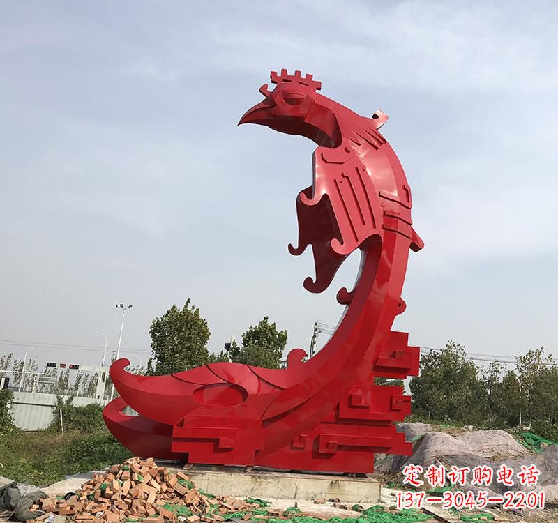 鳳凰展翅飛翔——不銹鋼現代廣場的雕塑之美