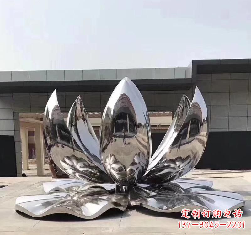 不銹鋼現代鏡面荷花雕塑