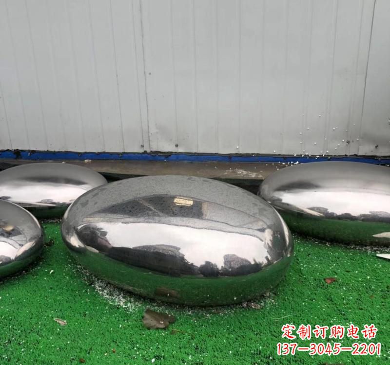 不銹鋼現代藝術鵝卵石雕塑