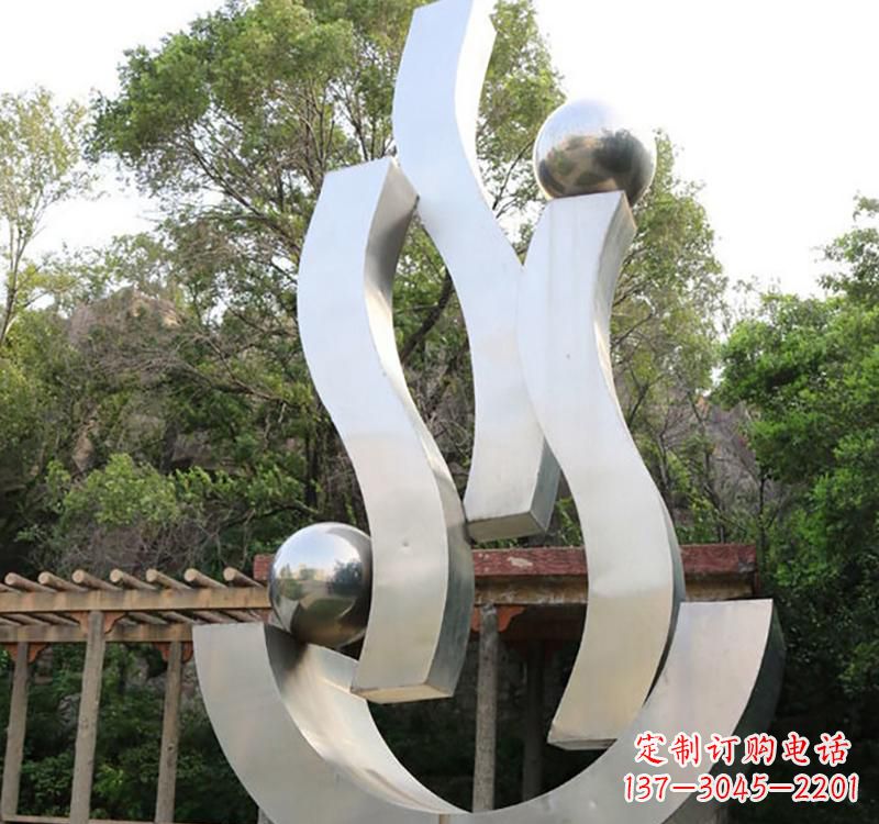 不銹鋼小區s型飄帶雕塑